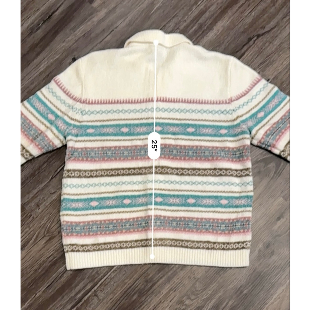 Vtg Alfred Dunner Fair Isle Knit Zip Sweater Cardigan Pastel Cottagecore Sz XL​ - Picture 7 of 9